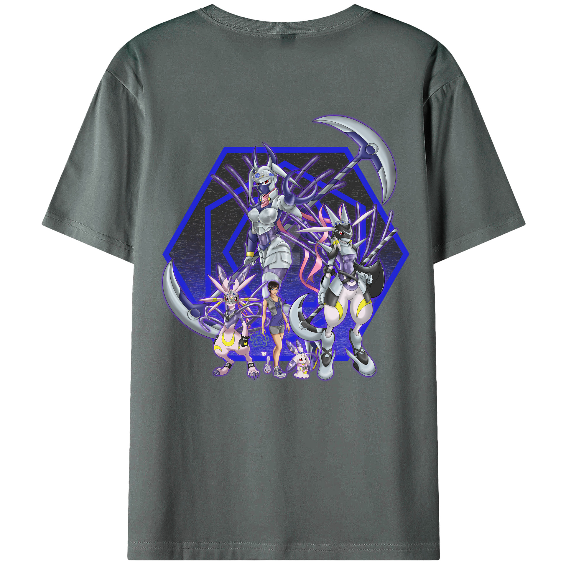 （画像用） Digimon デジタルモンスター/デジモン 綿100％ メンズ半袖Tシャツ（バックプリント） 通気性